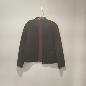 reversible open-front jacket black and plum color